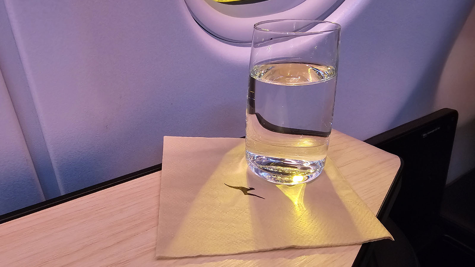 Pre-departure drink in Finnair Airbus A330 Business