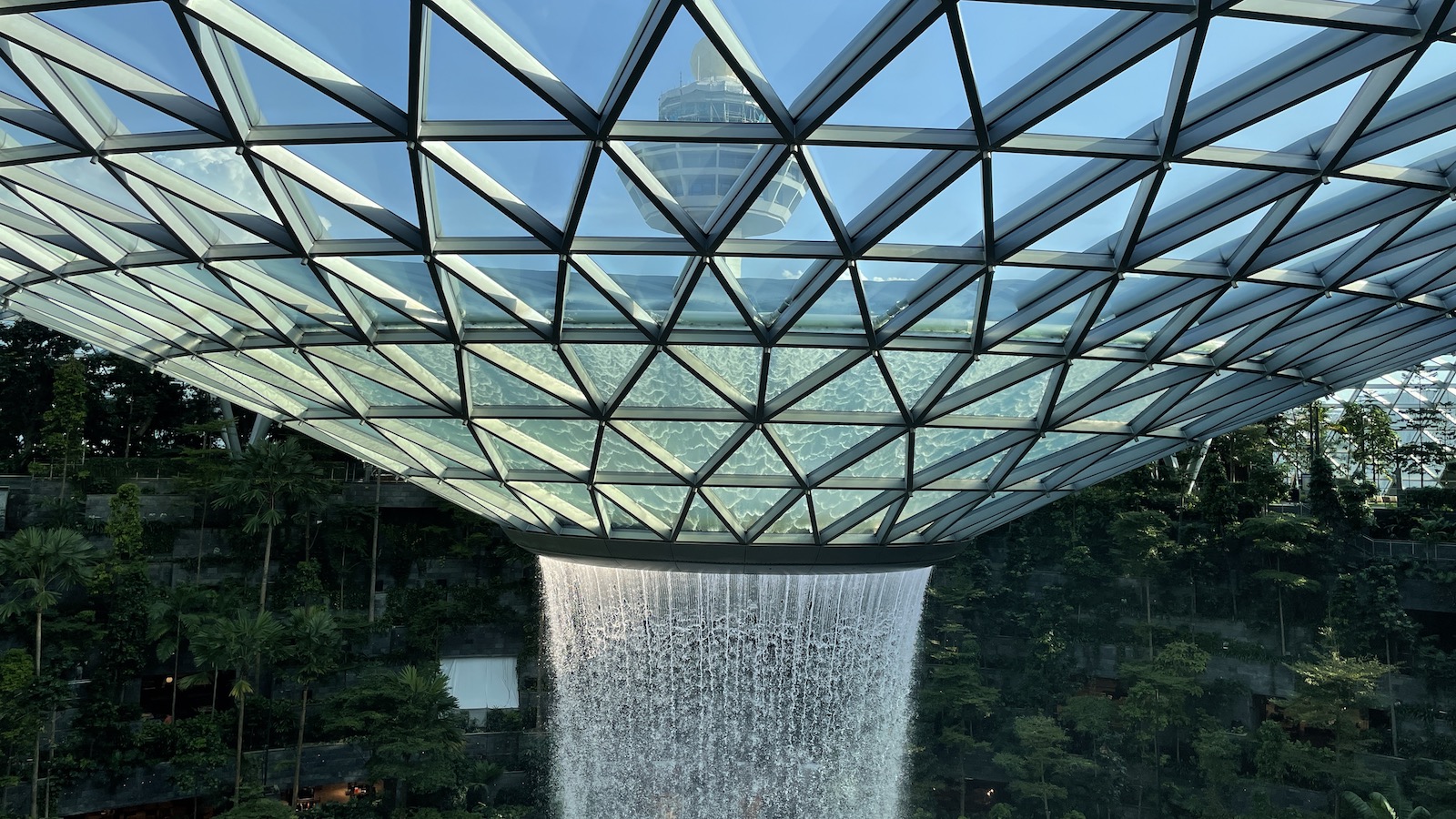 Close up of Singapore Changi The Jewel Rain Vortex